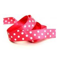 25mm Berisford Polka Dot Print Ribbon 72 Shocking Pink