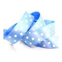 25mm Berisford Polka Dot Print Ribbon 76 Cornflower