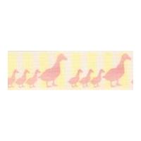 25mm Berisford Mummy Duck Print Ribbon 1 Pink