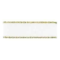 25mm Berisford Gold Metallic Edge Satin Ribbon 1 White