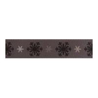 25mm Berisford Snow Flurry Snowflake Christmas Print Ribbon Smoked Grey
