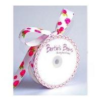25mm berties bows rose print grosgrain ribbon white