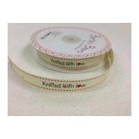 25mm Bertie\'s Bows Knitted with Love Grosgrain Ribbon Cream