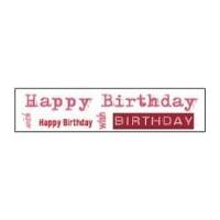 25mm Celebrate Satin Happy Birthday Ribbon Red/White