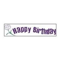 25mm Celebrate Happy Birthday Rose Ribbon Purple/White