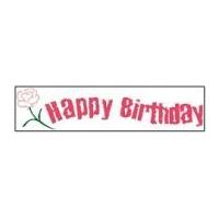 25mm Celebrate Happy Birthday Rose Ribbon Hot Pink/White