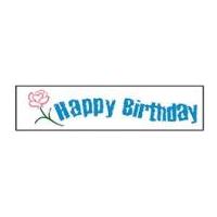 25mm Celebrate Happy Birthday Rose Ribbon Blue/White