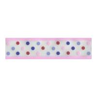 25mm celebrate satin polka dots print ribbon multicoloured