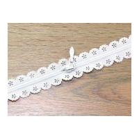 25mm Opti Floral Lace Zip on the Roll White