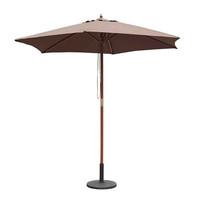 2.5m Wooden Garden Parasol Umbrella in Coffee