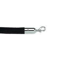 25MM DIAMETER, 1.8M, BLACK VELOUR ROPE, HINGE SNAP END POLISHED CHROME