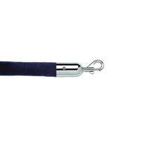 25MM DIAMETER, 1.8M, NAVY BLUE VELOUR ROPE, HINGE SNAP END POLISHED CHROME