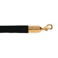 25MM DIAMETER, 1.8M, BLACK VELOUR ROPE, SLIDE SNAP END POLISHED BRASS