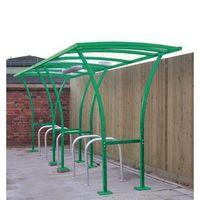 2530 x 2150 x 2000 tintagel cycle shelter centred powder coated green