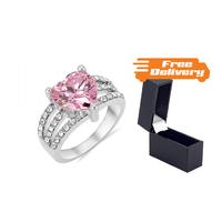2.5ct Brilliant Cut Pink Simulated Sapphire Ring - Free Delivery!