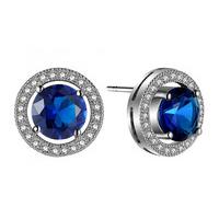 2.5ct Simulated Blue Sapphire Rhodium-Plated Earrings