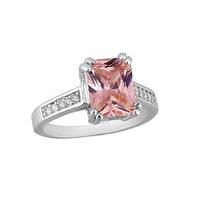 2.5ct Pink Simulated Sapphire Rhodium-Plated Ring