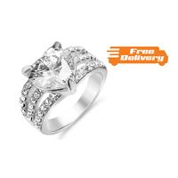 2.5ct Simulated Sapphire Ring with 18K White Gold Plating - 4 Sizes, Free Delivery!