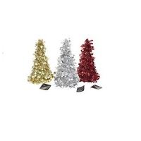 26cm Matte Finish Tinsel Christmas Tree - 3 Assorted Colours.