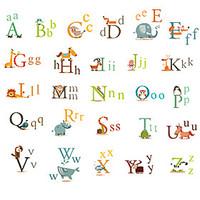 26 English Letters Wall Stickers Animals Kindergarten Wall Art Environmental PVC Children\'s Bedroom Wall Decals