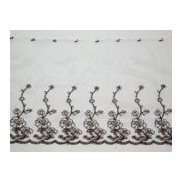 27cm Embroidered Tulle Lace Trimming Silver Grey & Brown