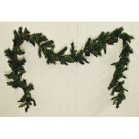 270cm mantlepiece christmas garland with berries and pine cones by sno ...