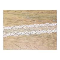 28mm Double Scalloped Edge Lace Trimming White