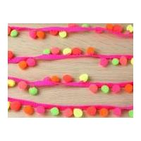 28mm Large Multicoloured Pom Pom Trimming Neon