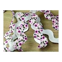 28mm Jumbo Floral Patterned Ric Rac Braid Trimming Pink & Lilac