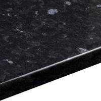 28mm Ebony Granite Black Gloss Stone Effect Round Edge Worktop (L)2000mm (D)365mm