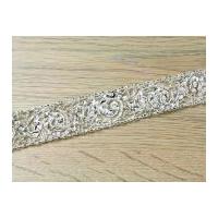 28mm Crystal Edging Couture Bridal Lace Trimming Silver