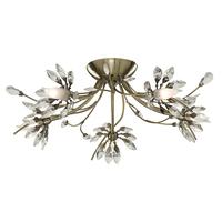 2885 5ab hibiscus 5 light flush ceiling pendant antique brass