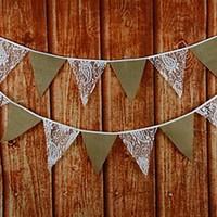 2.8m 12Flags White Banner Pennant Lace Bunting Banner Booth Props Photobooth Birthday Wedding Party Decoration