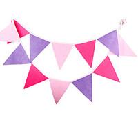 2.8m 12 Flags Pink Banner Pennant Nonwoven Fabric Bunting Banner Booth Props Photobooth Birthday Wedding Party Decoration