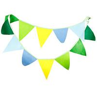 2.8m 12 Flags Green Banner Pennant Nonwoven Fabric Bunting Banner Booth Props Photobooth Birthday Wedding Party Decoration