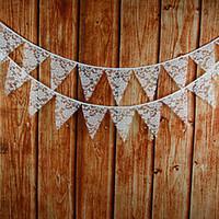 28m 12 flags white flower banner pennant lace bunting banner booth pro ...