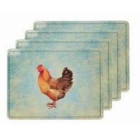 29 x 21.5cm Set Of 4 Provence Chicken Cork Backed Placemats