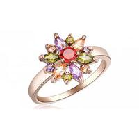 2ct Multi-Coloured Simulated Sapphire Flower Ring