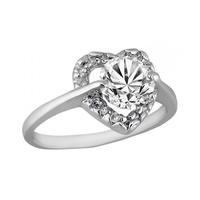 2ct Simulated Sapphire Heart Rhodium-Plated Ring