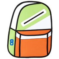 2D cartoon backpack in green and orange
