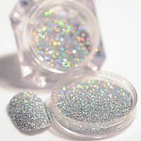 2g/Box Holographic Silver Laser Nail Glitter Powder Gorgeous Shiny Dust Powder Manicure Nail Art Glitter Decoration