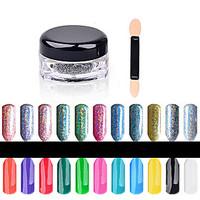 2g/Box Shinning Rainbow Nail Glitter Powder Perfect Holographic Nails Mirror Powder Dust Laser Silver Nails Pigment