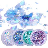 2g4 Boxes Fluorescent Nail Flakies Glass Paper Irregular Paillette Nail Art Glitter Sequins Flakes