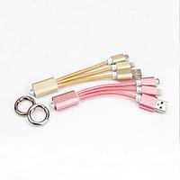 2in1 Keychain Nylon Line Metal Plug Micro USB Charging Cable Charger Cables for iPhone 6 6s Plus 5s iPad mini Android Samsung