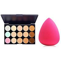 2in1 DryWet Water Drop Microfiber Sponge Powder Puff15 Colors Natural Concealer(2 Color Concealer Choose)