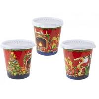 2ltr Christmas Santa Tapered Round Plastic Pot With Lid