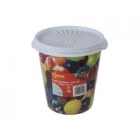 2ltr 7 fruit design tapered round plastic pot with lid
