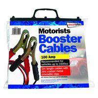 2m Booster Cables Metal Clips 100 Amp for up to 1600cc