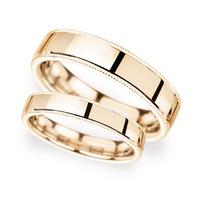 2mm D Shape Heavy milgrain edge Wedding Ring in 9 Carat Rose Gold