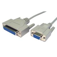 2m Null Modem Cable D9 Female to D25 Female